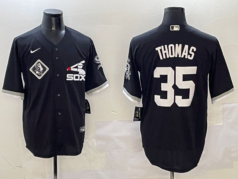 Men Chicago White Sox #35 Thomas Black Game Fashion 2025 Nike MLB Jersey style 6